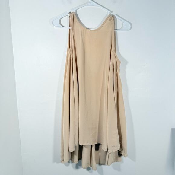 Elizabeth Suzann Marlena Nude Peach V Neck 100% Silk Knee Length Slip Dress XS - Picture 10 of 13